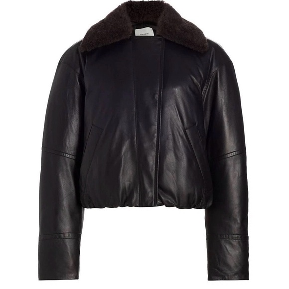 Vince Jackets & Blazers - Vince Women's Black Leather Shearling Bomber Jacket XS MINT